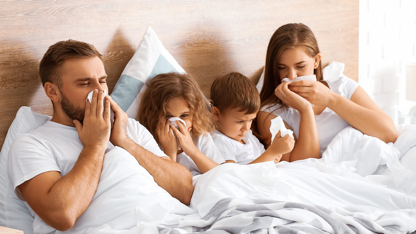 Болно семејство, настинка, грип.